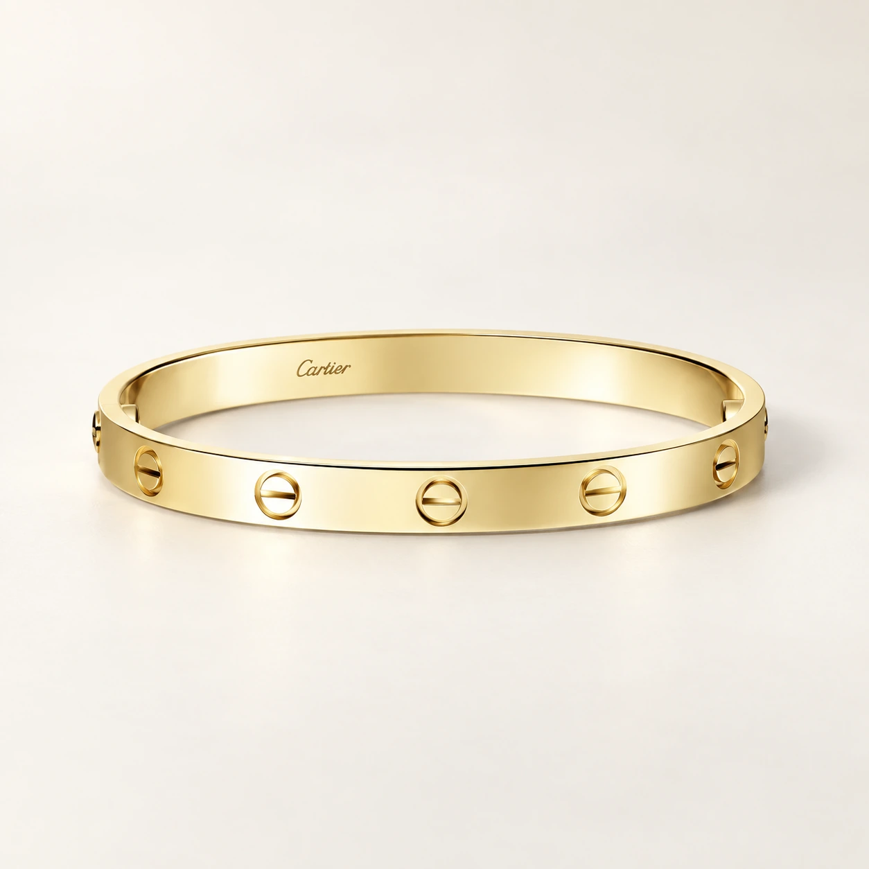 Illustration of a Cartier Love bracelet in yellow gold